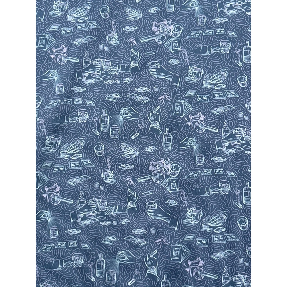 Peter Millar Crown Crafted Poker Night Performance Jersey Polo Blue Mens Large